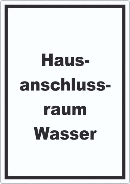 Hausanschlussraum Wasser Aufkleber mit Text HAR hochkant