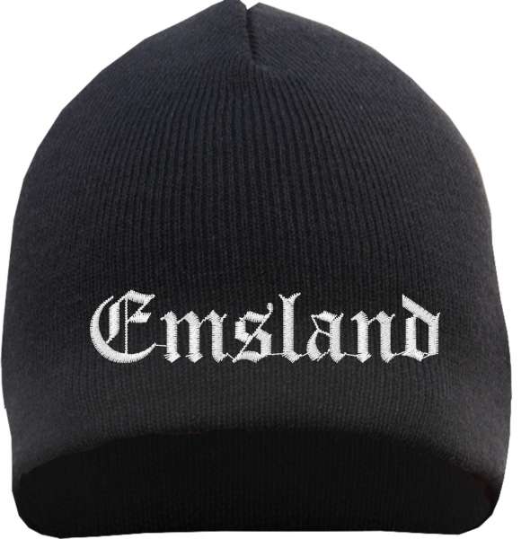 Emsland Beanie Mütze - Altdeutsch - Bestickt - Strickmütze Wintermütze