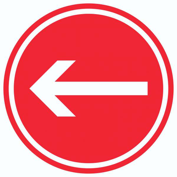Richtungspfeil links Aufkleber Kreis weiss rot Pfeil