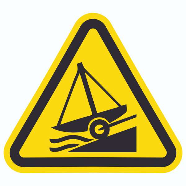 Aufkleber Dreick Warnung Bootsrampe Symbol