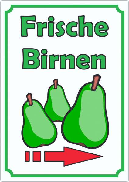 Frische Birnen Aufkleber Hochkant mit Pfeil rechts