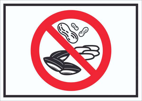 Nüsse und Kerne essen verboten Schild Symbol