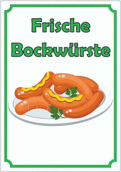 Frische Bockwürste Werbeaufkleber Aufkleber hochkant