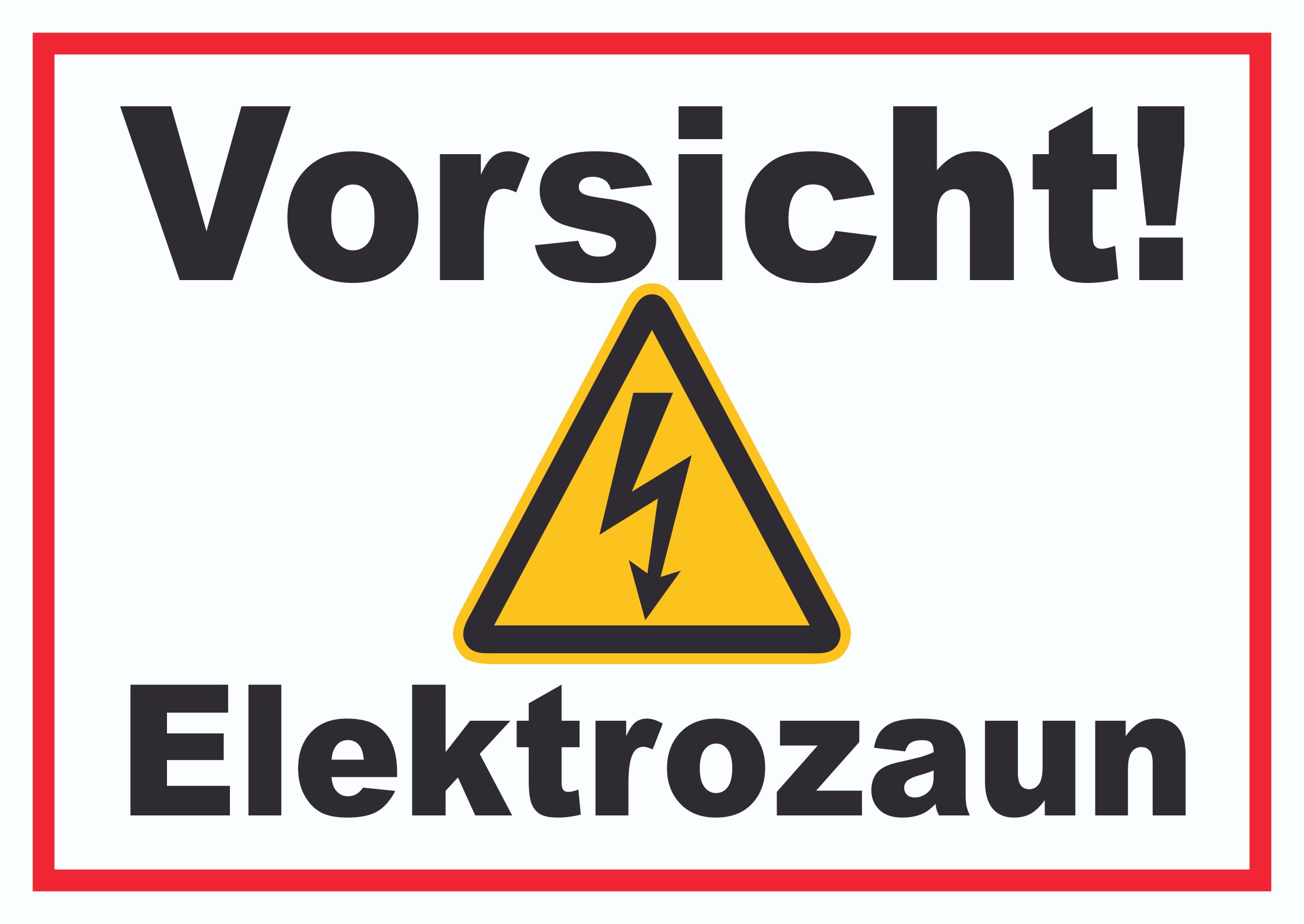 Vorsicht Elektrozaun 200/250 Kunststoff Betreten der Weide verboten ☆ Schild