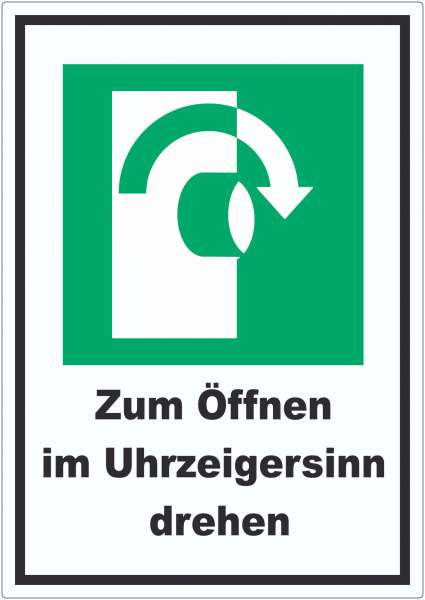 Zum Öffnen im Uhrzeigersinn drehen Aufkleber