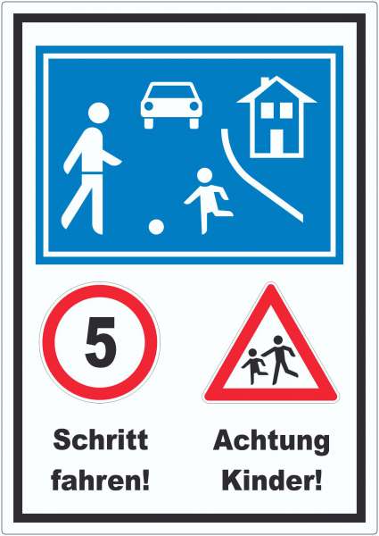 Spielstraße Schrittfahren Achtung Kinder Aufkleber