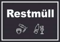 Restmüll Mülltrennung Schild Text Symbol Haushalt waagerecht Restmüll Mülltrennung Schild Text Symbol Haushalt waagerecht