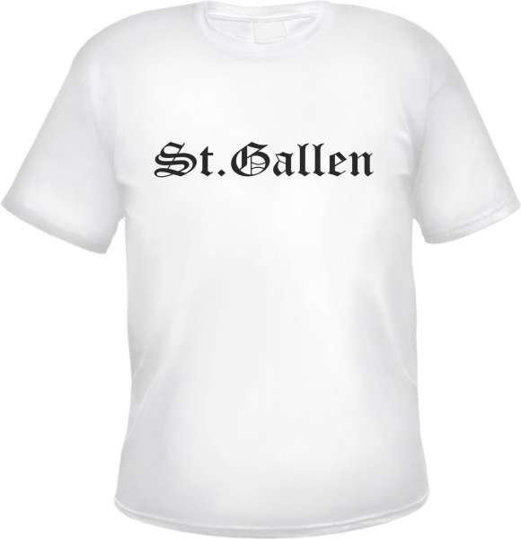 St.Gallen Herren T-Shirt - Altdeutsch - Weißes Tee Shirt