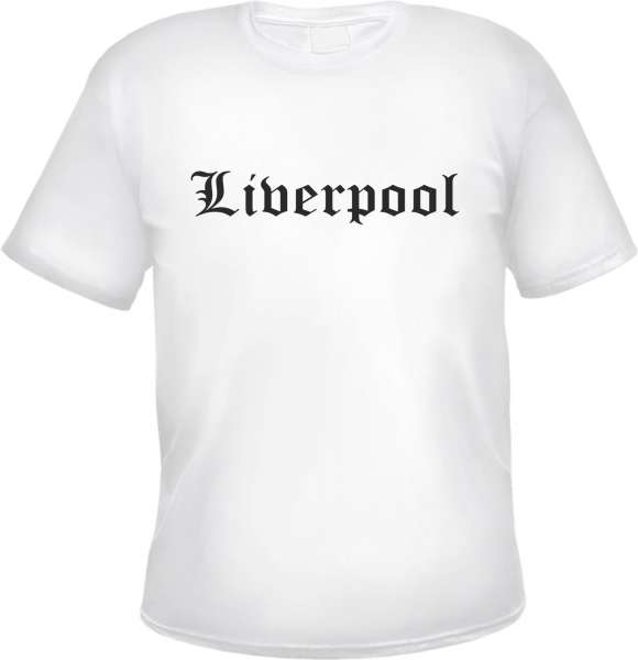 Liverpool Herren T-Shirt - Altdeutsch - Weißes Tee Shirt