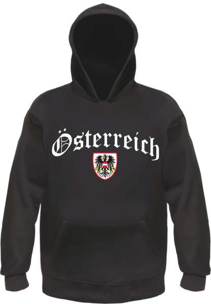 Österreich Kapuzensweatshirt - Altdeutsch mit Wappen - Hoodie Kapuzenpullover