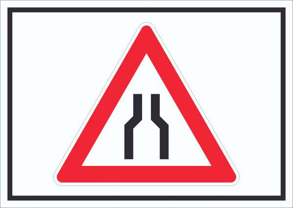 Schild Achtung Verengte Fahrbahn Symbol
