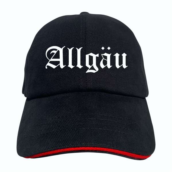 Allgäu Cappy - Altdeutsch bedruckt - Schirmmütze - Schwarz-Rotes Cap