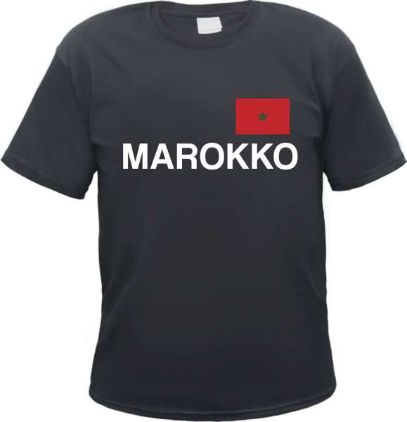 Marokko Herren T-Shirt - Blockschrift mit Flagge - Tee Shirt