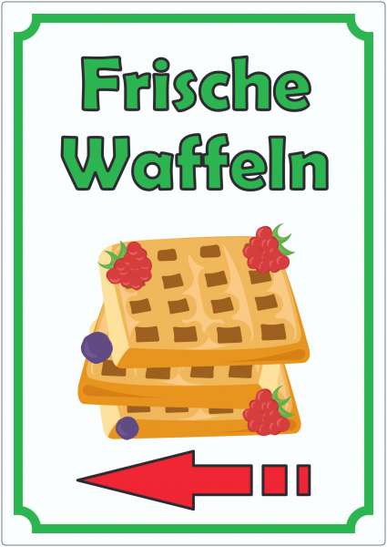 Frische Waffeln Aufkleber Hochkant mit Pfeil links