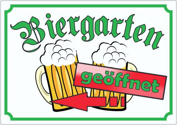 Biergarten links geöffnet Aufkleber