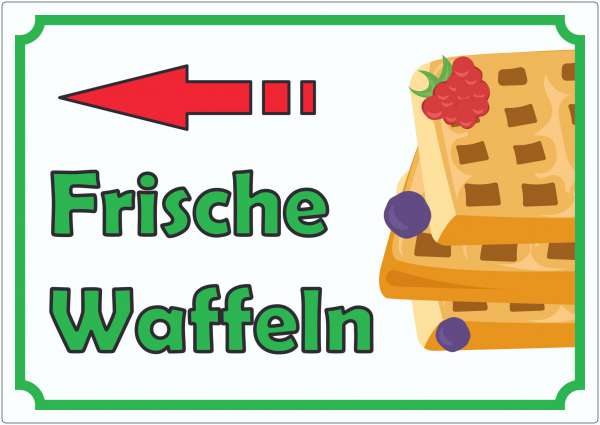 Frische Waffeln Aufkleber mit Pfeil links