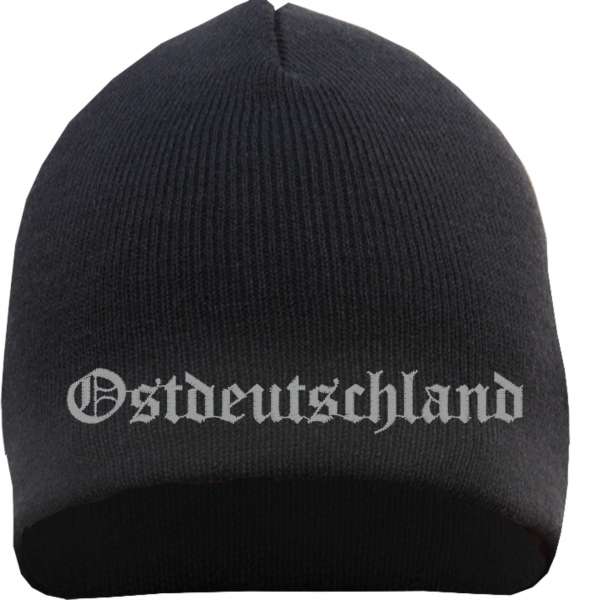 Ostdeutschland Beanie - Stickfarbe Grau - Bestickt Mütze Strickmütze Wintermütze