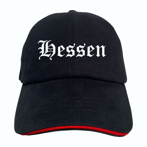 Hessen Cappy - Altdeutsch bedruckt - Schirmmütze - Schwarz-Rotes Cap