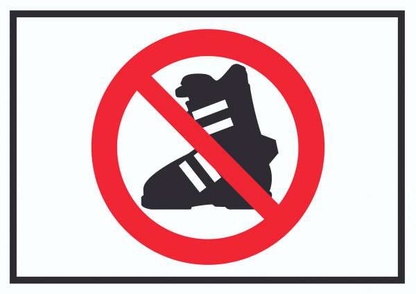 Betreten mit Skischuhen verboten! Symbol Schild