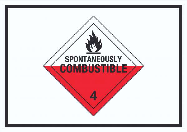 Schild Selbstentzündliche Stoffe Symbol Spotaneously Combustible