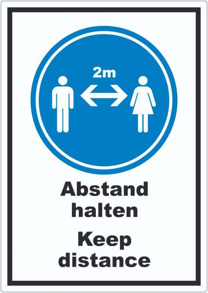 Abstand halten Keep distance Symbol und Text Aufkleber