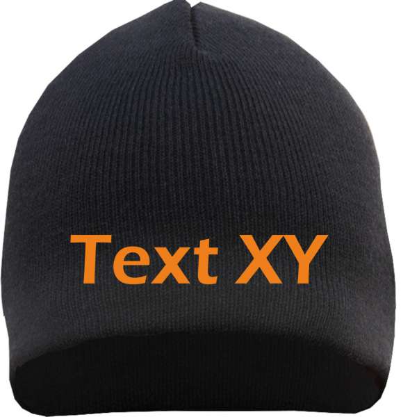 Beanie mit Wunschtext - Blockschrift - bestickt - Mütze Strickmütze