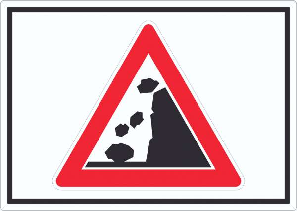 Achtung Steinschlag Symbol Aufkleber