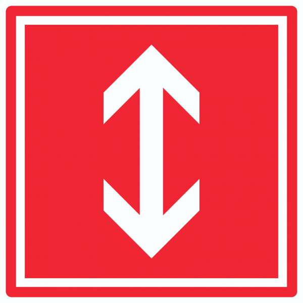 Richtungspfeil hoch runter Aufkleber Quadrat weiss rot Pfeil