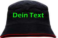 Individueller Fischerhut - schwarz rot - NEON - Blockschrift - Bucket Hat mit Wunschtext bedruckt Individueller Fischerhut - schwarz rot - NEON - Blockschrift - Bucket Hat mit Wunschtext bedruckt