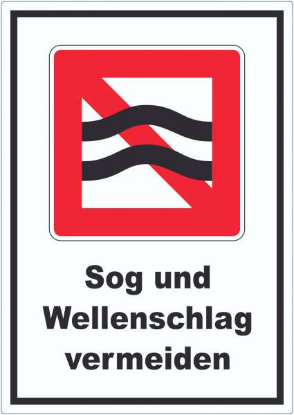 Sog und Wellenschlag vermeiden Symbol und Text