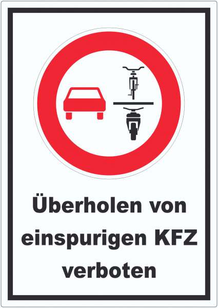 Überholverbot von einspurigen KFZ Aufkleber