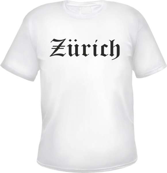 Zürich Herren T-Shirt - Altdeutsch - Weißes Tee Shirt