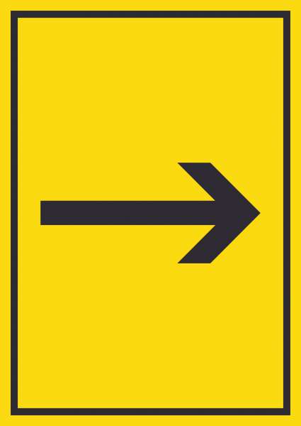Richtungspfeil rechts Schild hochkant schwarz gelb Pfeil