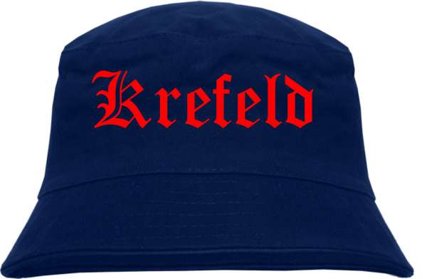 Krefeld Fischerhut - Dunkelblau - Roter Druck - Bucket Hat