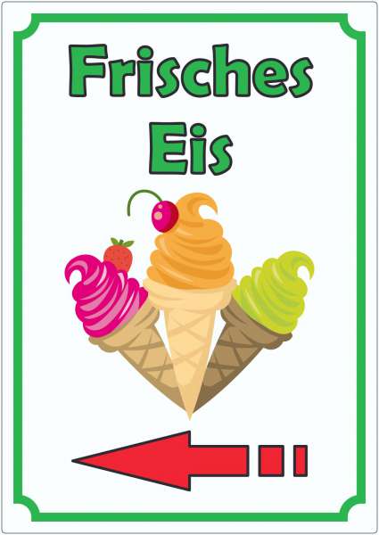 Frisches Eis Aufkleber Hochkant mit Pfeil links