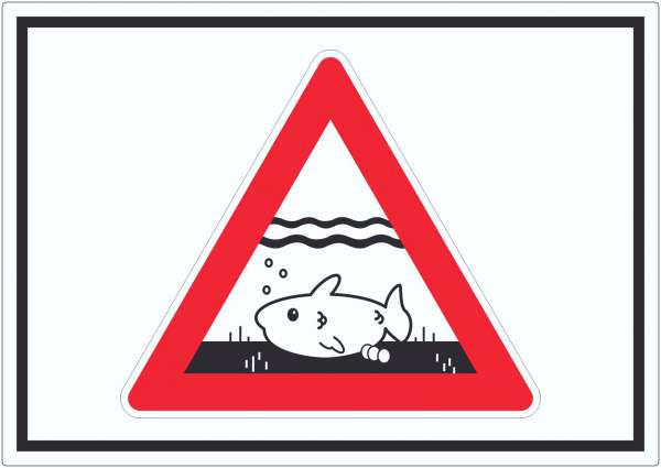 Achtung Laichzeit Laichschonbezirk Symbol Aufkleber