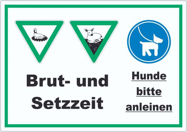 Brut- und Setzzeit Hund anleinen Aufkleber