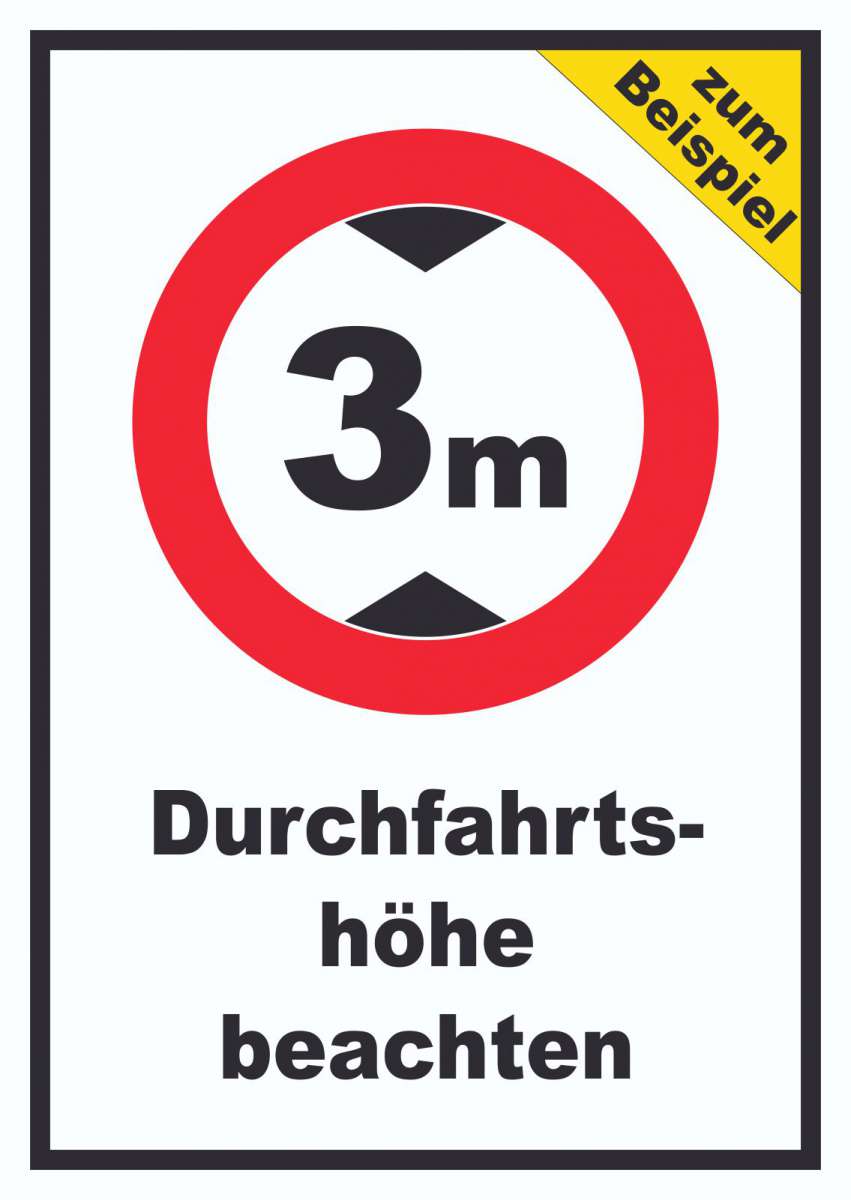 Durchfahrtshöhe Aufkleber Individuell – A9 Format (37x52mm), Wetterfest, Mit Symbol & Text Nach Wunsch