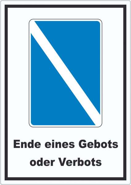 Ende eines Gebots oder Verbots Symbol und Text Aufkleber