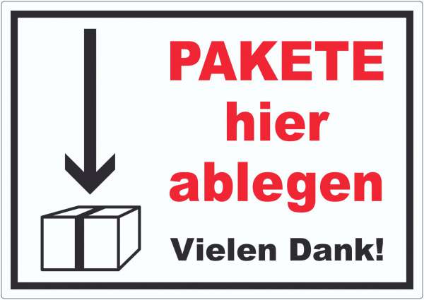 Pakete hier ablegen Aufkleber