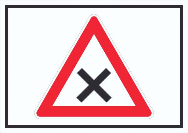 Schild Achtung Kreuzung Vorfahrt rechts Symbol