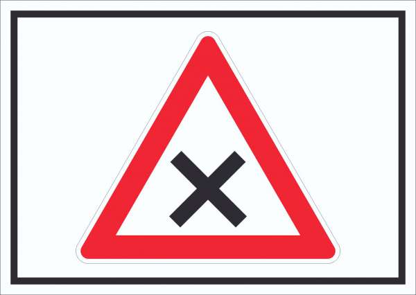 Schild Achtung Kreuzung Vorfahrt rechts Symbol