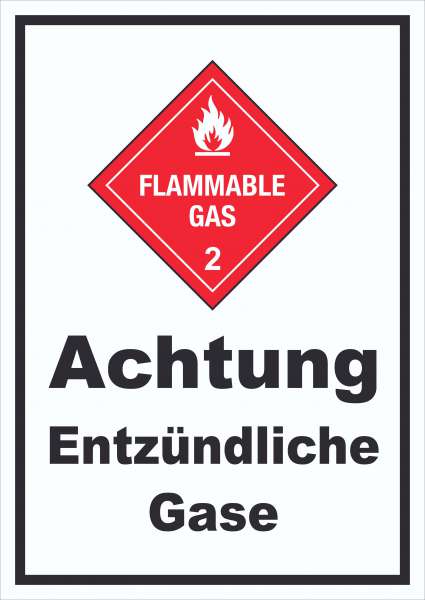 Schild Entzündliche Gase Flammable Gas