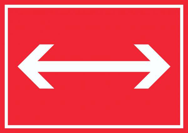 Richtungspfeil rechts links Schild waagerecht weiss rot Pfeil