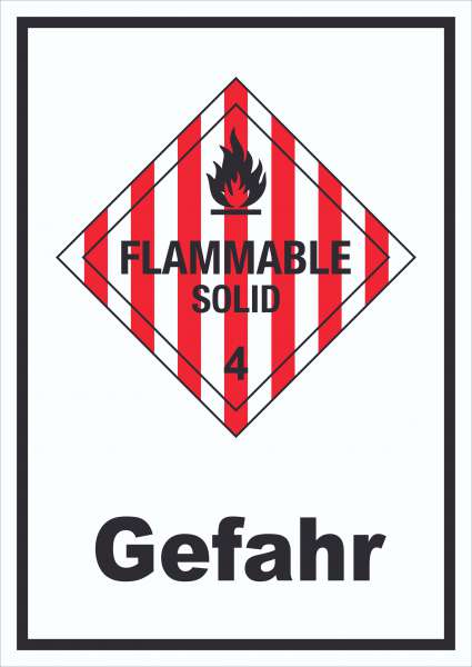 Schild Entzündbare feste Stoffe Gefahr Flammable Solid hochkant