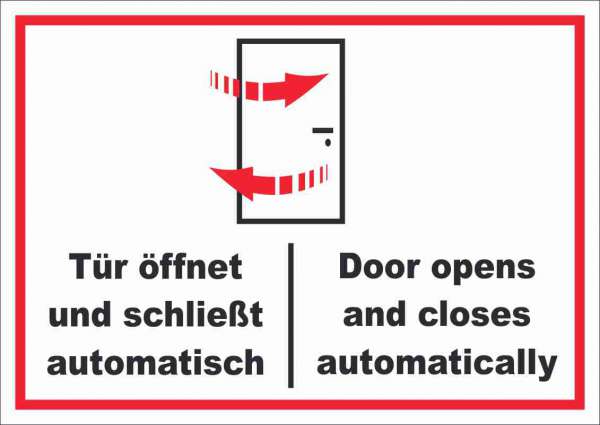 Schild Tür automatisch Door automatic waagerecht