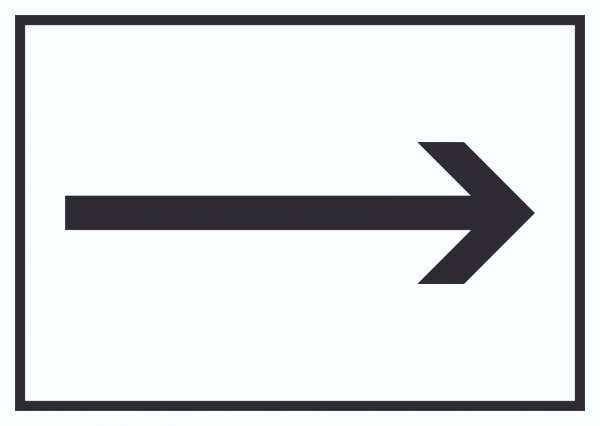 Richtungspfeil rechts Schild waagerecht schwarz weiss Pfeil