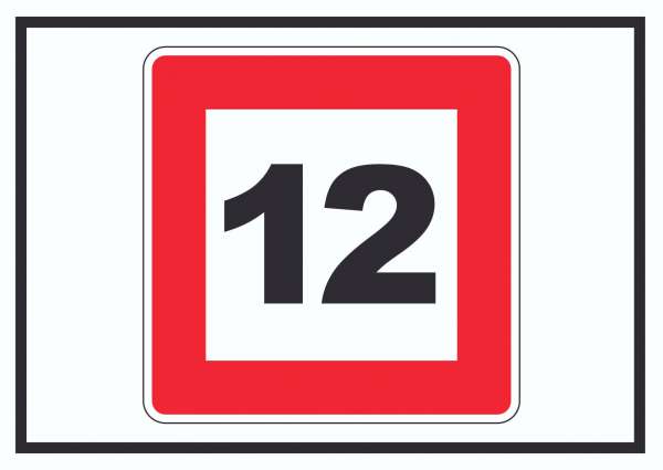 Höchstgeschwindigkeit 12 km/h nicht zu überschreiten Schild mit Symbol