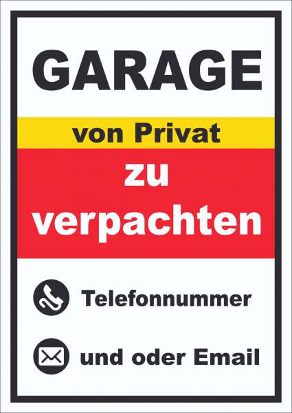 Garage zu verpachten von Privat Schild hochkant