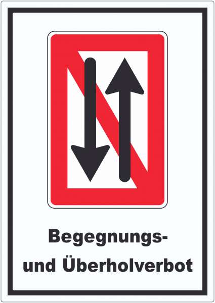 Begegnen und überholen verboten Symbol und Text Aufkleber